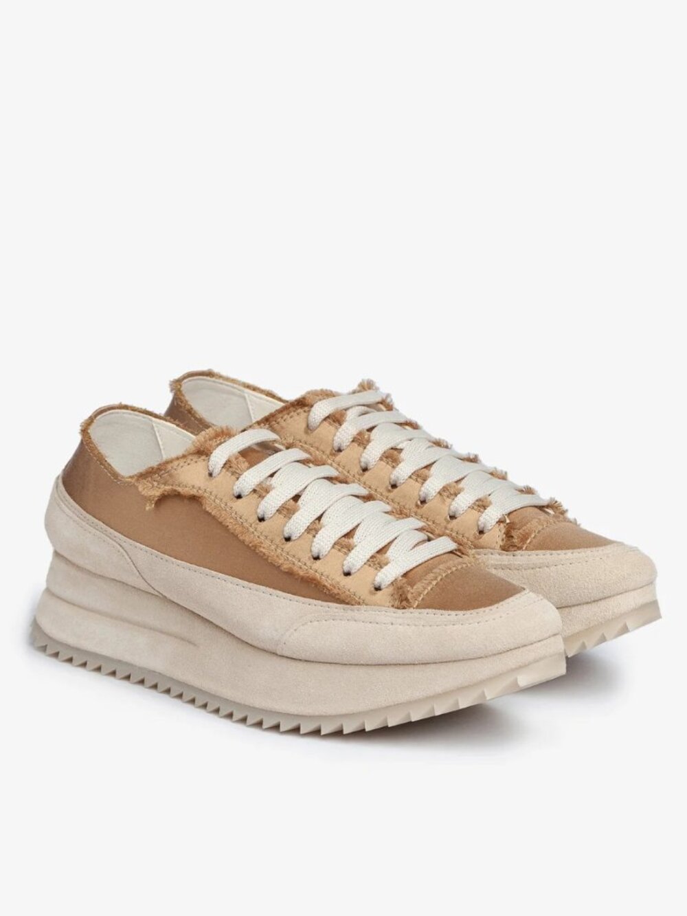 $675 PEDRO GARCIA ORELLA BEIGE SATIN SNEAKER PLATFORM SUEDE 41 (DD2)